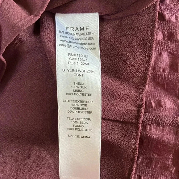 Frame Draped Textured Silk Halter Top In Cabernet - Picture 7 of 7